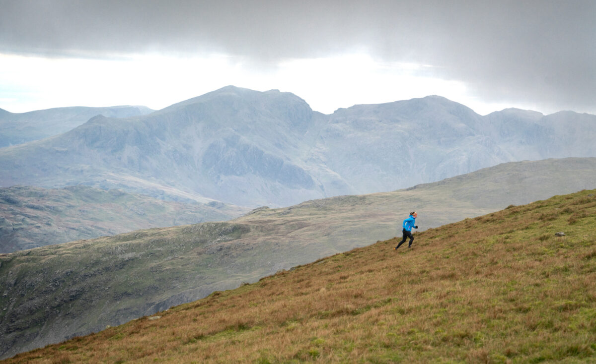 Sarah Gerrish runs up a fell in the Lake District